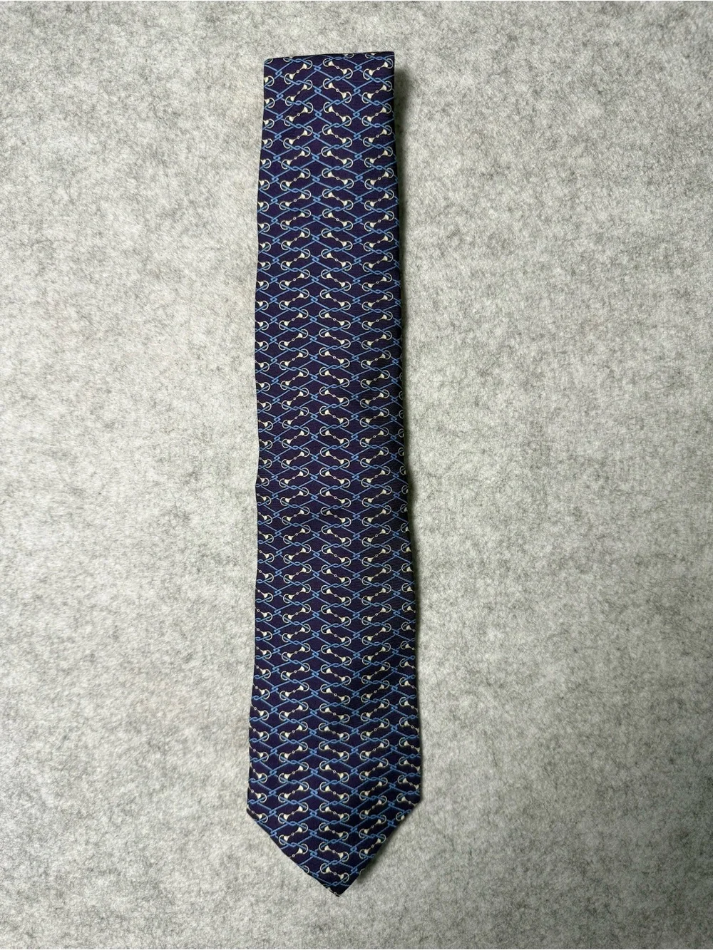 Brooks Brothers Purple 100% Silk Tie with Blue & Cream Chain Motif